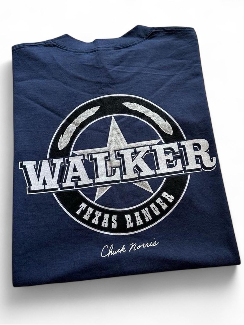 Vintage Chuck Norris Walker Texas Ranger Logo Navy Short-Sleeve T-Shirt XXL